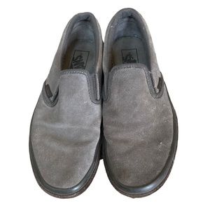 Vans Classic Slip-On Platform Asphalt Grey Suede Black Sole Men's Size 7.
